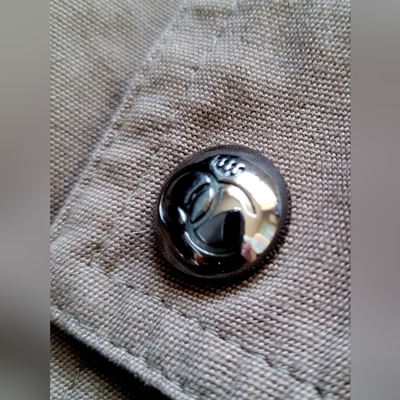 Queen Collection Women's Trench Jacket 100% Cotton Snap&Clasp Khaki/Black Medium - Picture 8 of 16